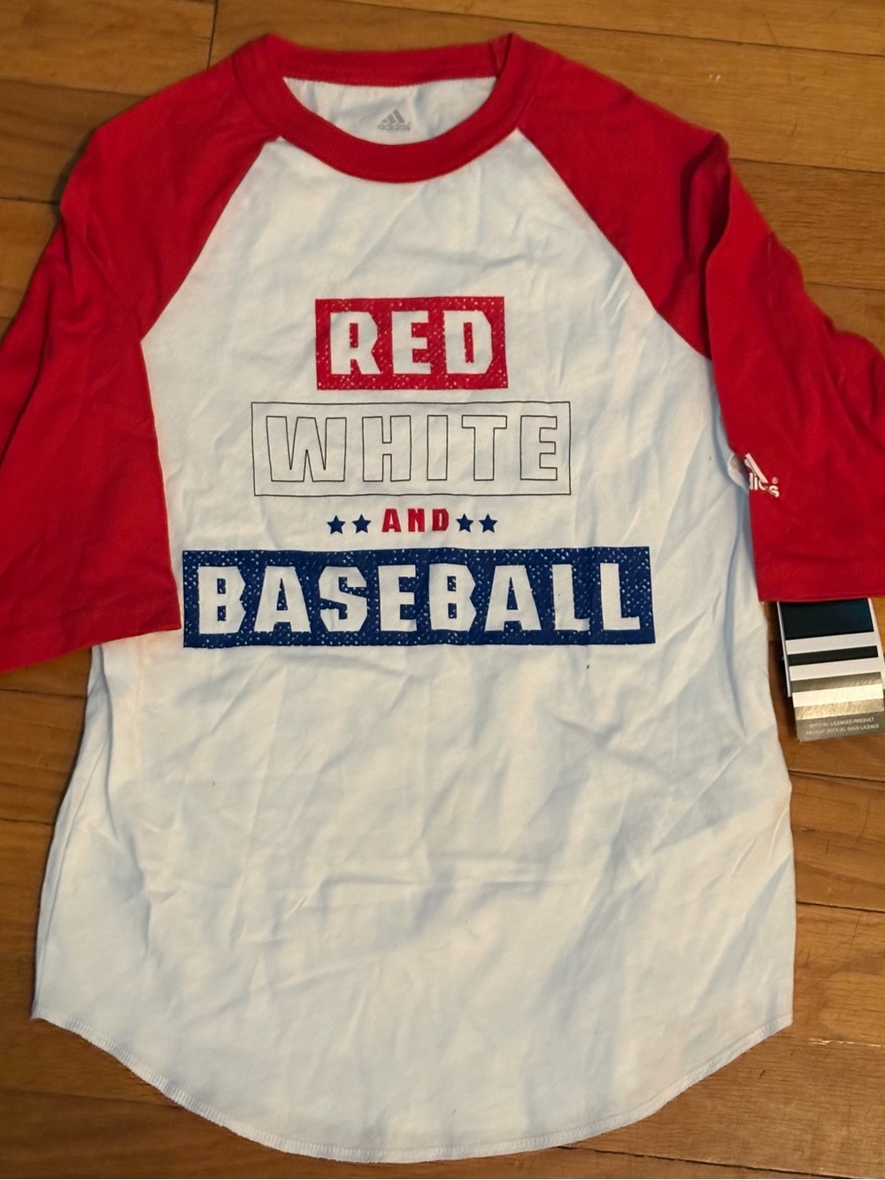 adidas Red & White Baseball Graphic Raglan Tee